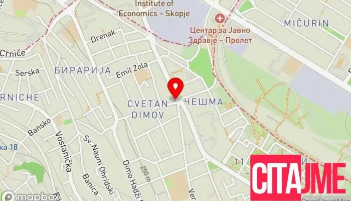 мапа на Омега Фарм Фармацевтска компанија во Скопје