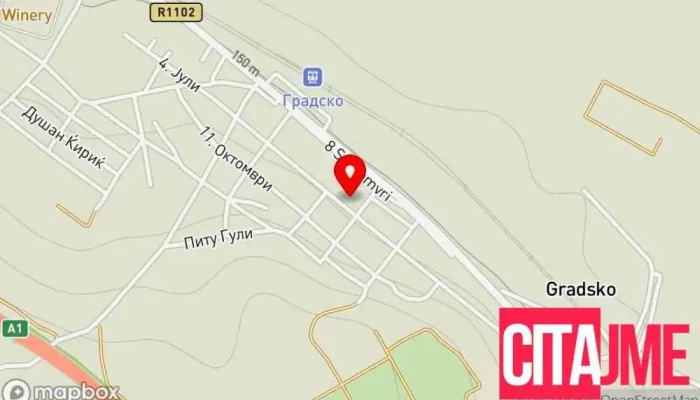 мапа на Општина Градско - Администрација Канцеларија на општинската администрација во Градско