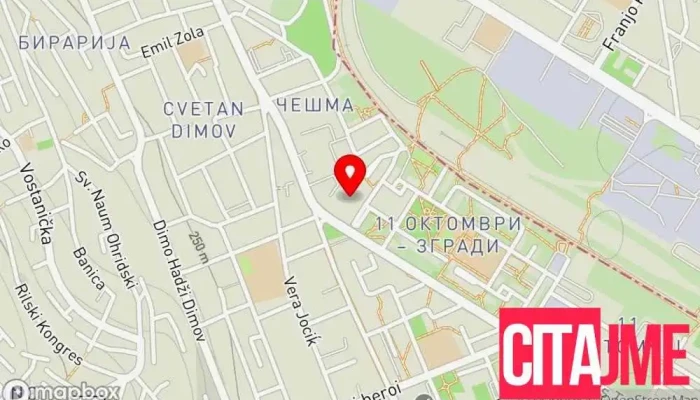 мапа на Општина Кисела Вода - Администрација Канцеларија на локална самоуправа во Скопје