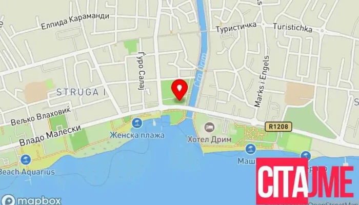 мапа на Општина Струга Канцеларија на градската управа во Струга
