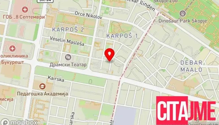 мапа на Orange & Green Аптека во Скопје