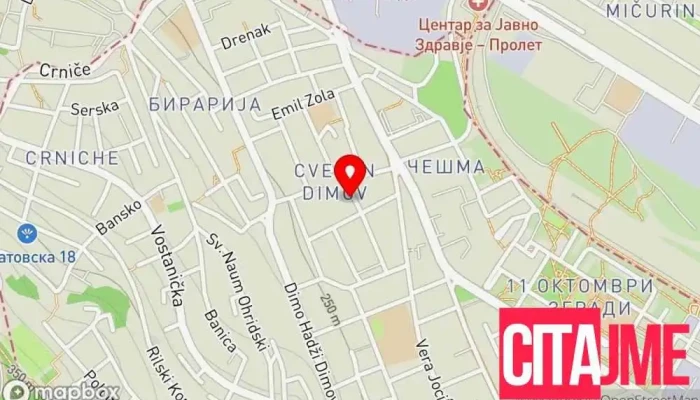 мапа на Орбис Дент Стоматолог во Скопје