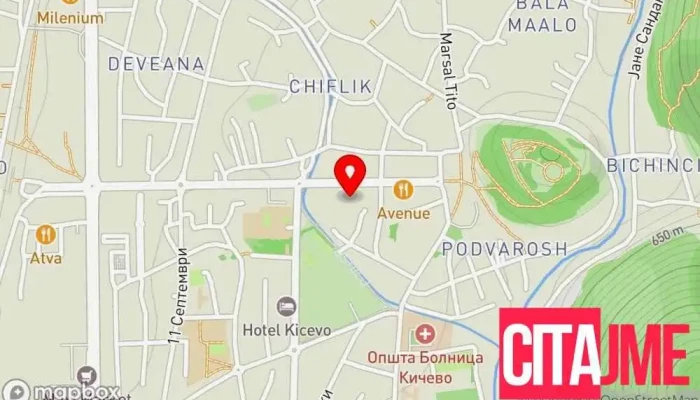 Osnoven Sud Kichevo мапа - Кичево