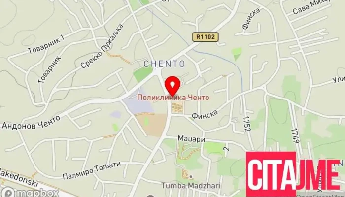мапа на Пошта на Северна Македонија - Ченто Пошта во Ченто