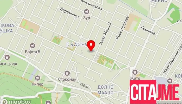 мапа на Пошта на Северна Македонија - Драчево 1 Пошта во Драчево