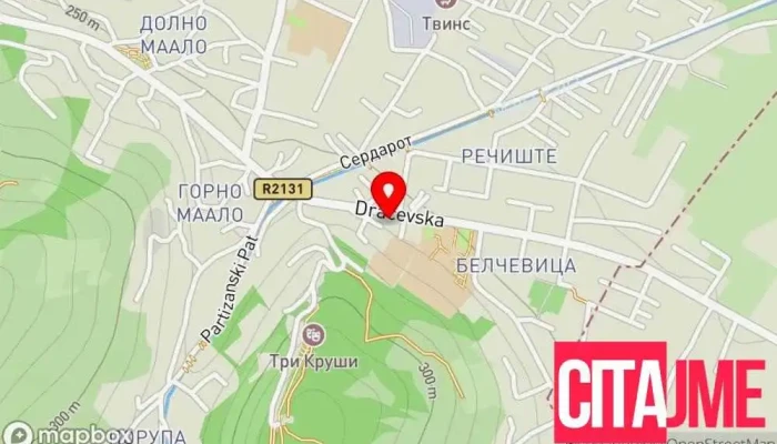 мапа на Пошта на Северна Македонија - Драчево 2 Пошта во Драчево