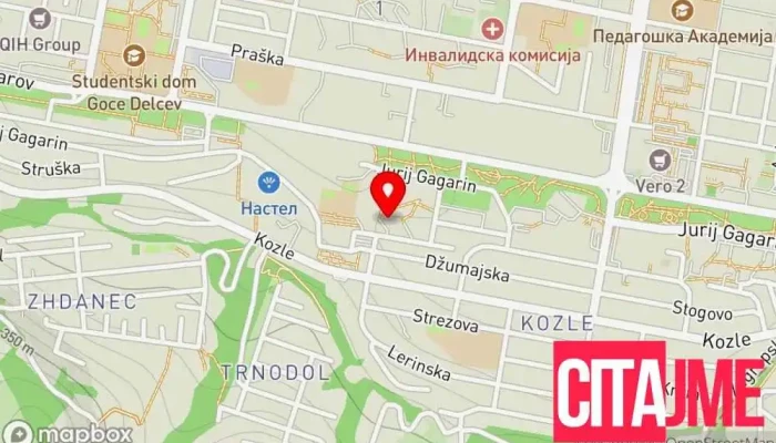 мапа на Пошта на Северна Македонија - Козле Пошта во Скопје