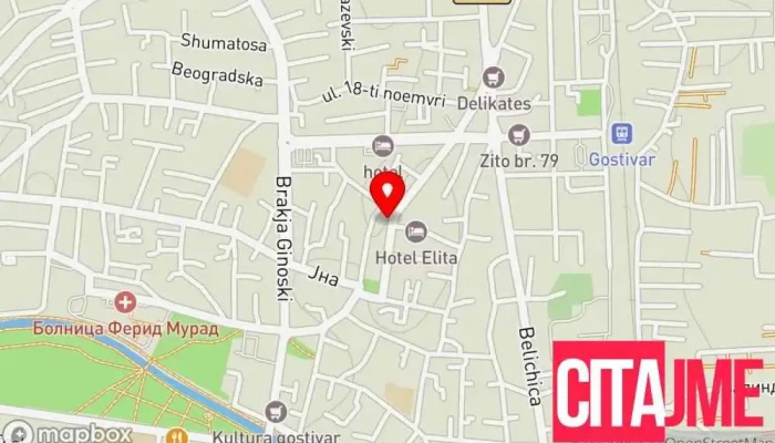 мапа на Пошта на Северна Македонија, Гостивар 1230 Пошта во Гостивар