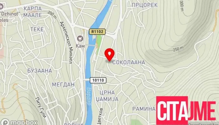 мапа на Пошта на Северна Македонија Пошта во Велес