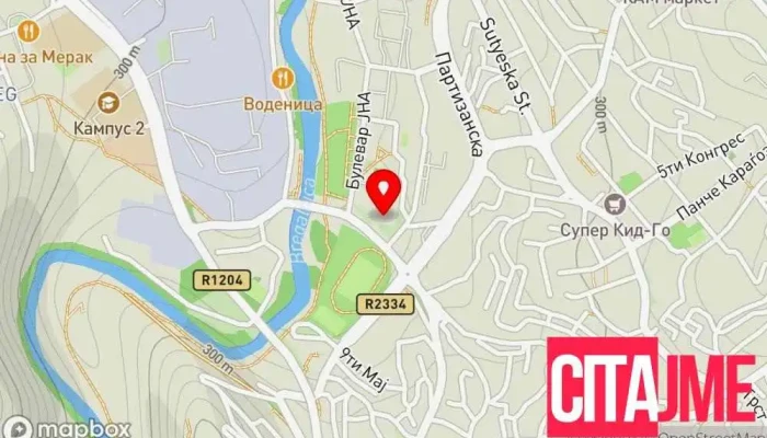мапа на Пошта на Северна Македонија Пошта во Штип
