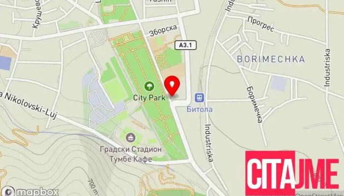 мапа на Пошта на Северна Македонија Пошта во Битола