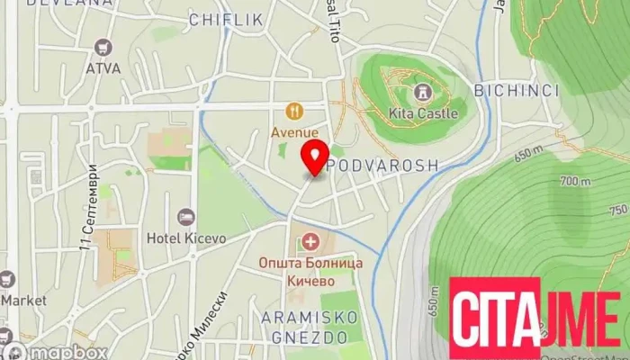 мапа на Пошта на Северна Македонија Пошта во Кичево
