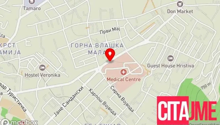 мапа на Пошта на Северна Македонија Пошта во Охрид