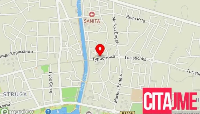 мапа на Пошта на Северна Македонија Пошта во Струга