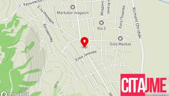 мапа на Пошта на Северна Македонија Пошта во Струмица