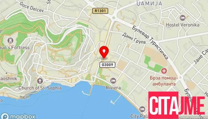 мапа на Пошта Охрид 6000 Пошта во Охрид