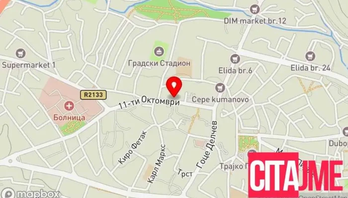 мапа на Пошта Пошта во Куманово