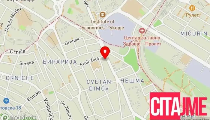 мапа на Пошта Пошта во Скопје