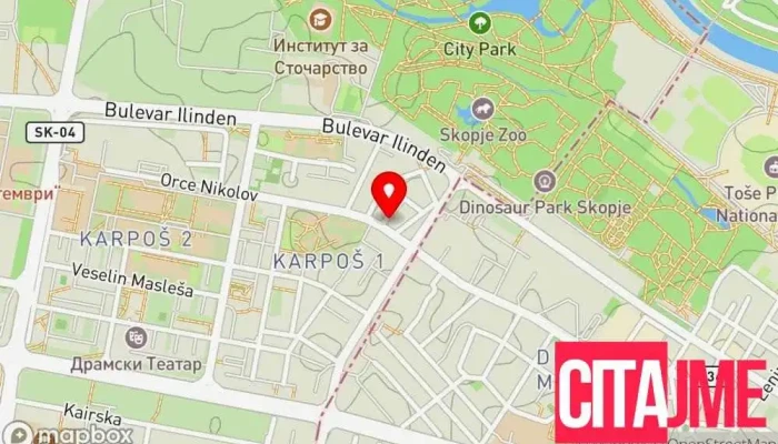 мапа на Прима Дентал Стоматолог во Скопје