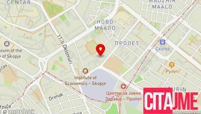 мапа на Proleće Пошта во Скопје