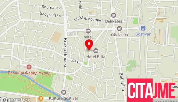 мапа на Прва градска аптека Аптека во Гостивар