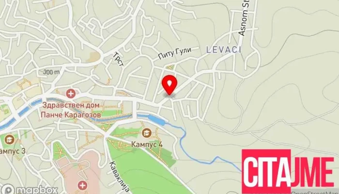 мапа на ПЗУ Аполонија П.О. Стоматолошка ординација Стоматолог во Штип