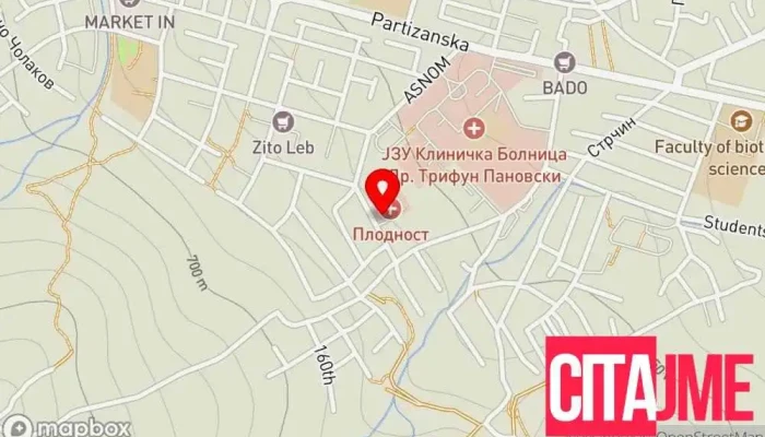 мапа на ПЗУ Болница Плодност Приватна болница во Битола