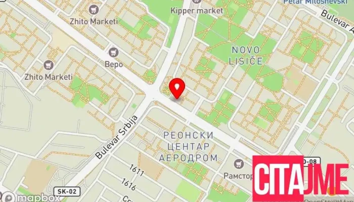 мапа на ПЗУ Дентоник - стоматолошка ординација Стоматолог во Скопје