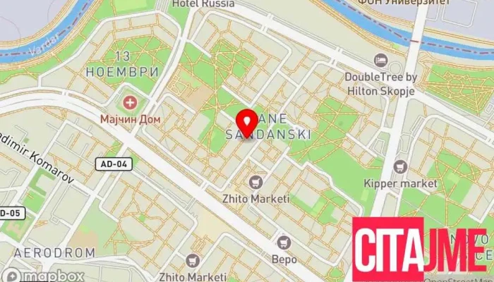 мапа на ПЗУ Др Ангелова / PZU Dr Angelova Стоматолог во Скопје