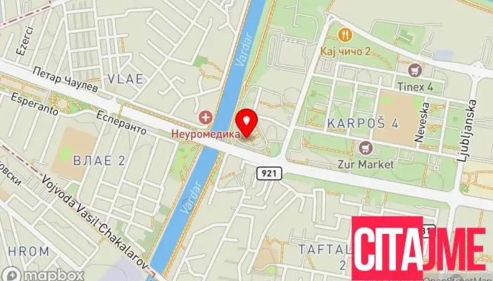 мапа на ПЗУ Евродент д-р Радевски Стоматолог во Скопје