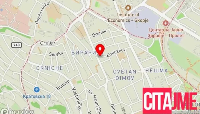 мапа на ПЗУ Поликлиника ДентаЕс Стоматолог во Скопје