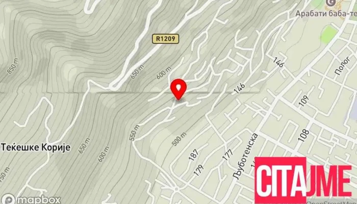 мапа на Reçica E Vogël Историско обележје во Тетово