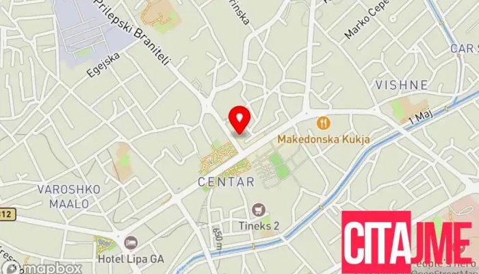 мапа на Регионална дирекција Прилеп Банка во Прилеп