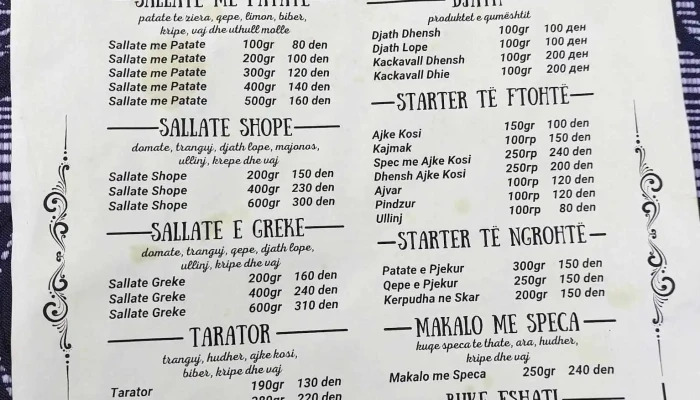 Restoran Panorama Meni - Вруток