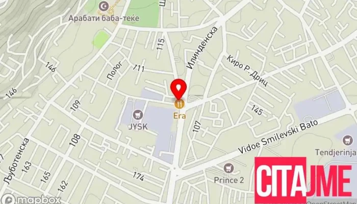 мапа на Ресторан-пицерија Ера Италијански ресторан во Тетово
