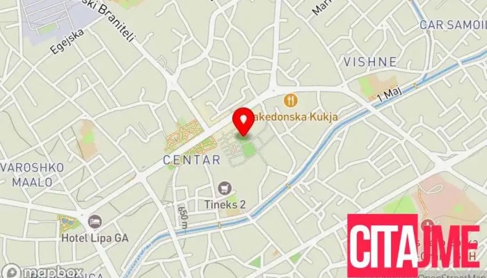 мапа на Саат Кула Историско обележје во Прилеп