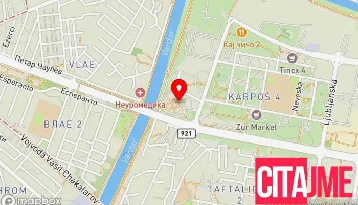 мапа на Стоматолошка ординација „Д-р Дијана Ќупева“ Стоматолог во Скопје