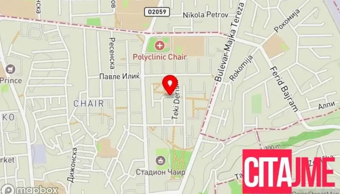 мапа на Стоматолошка ординација „Денто Медиа“ Стоматолог во Скопје