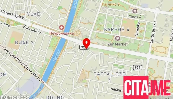 мапа на Стоматолошка ординација Стоматолог во Скопје