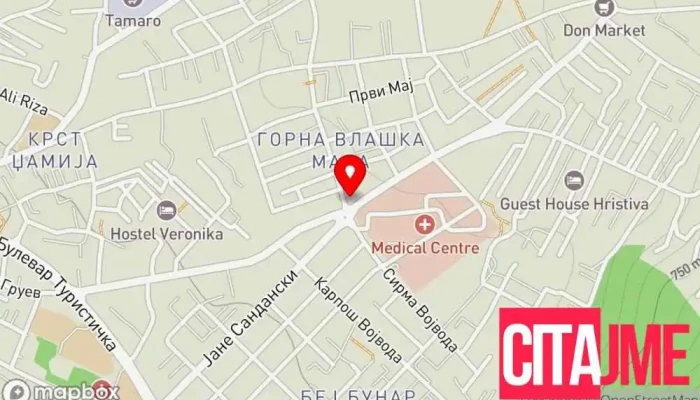 мапа на Стоматолошка пракса Попоски (Стоматолошка ординација ПОПОСКИ) Стоматолошка клиника, Козметички стоматолог, Стоматолог во Охрид