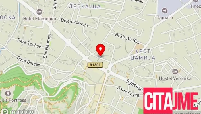 мапа на Св. Врачи Кузман и Дамјан Аптека во Охрид