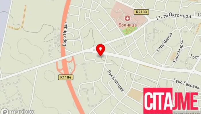 мапа на СВР Куманово - Отсек за управни работи Владина канцеларија во Куманово