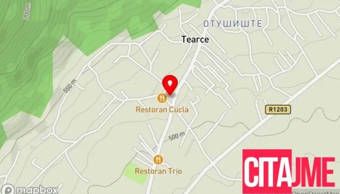 мапа на Tearce Municipality Владина канцеларија во Теарце