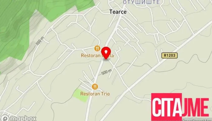 мапа на Tearce Post Office Пошта во Теарце