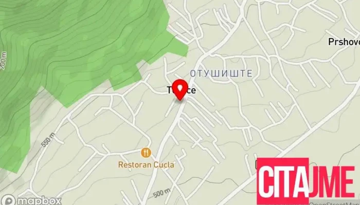 мапа на Теарце  во Теарце