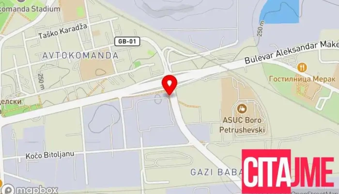 мапа на Тим шпед ЈВТ Служба за шпедиција во Скопје