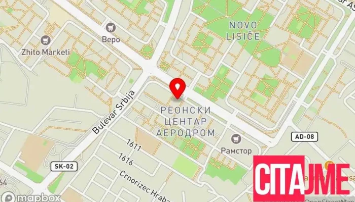 мапа на Тинекс Лиса центар Самопослуга во Скопје