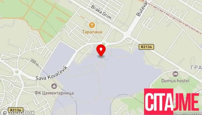 мапа на Цементара Производител во Скопје