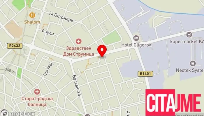 мапа на Твоја Аптека Аптека во Струмица