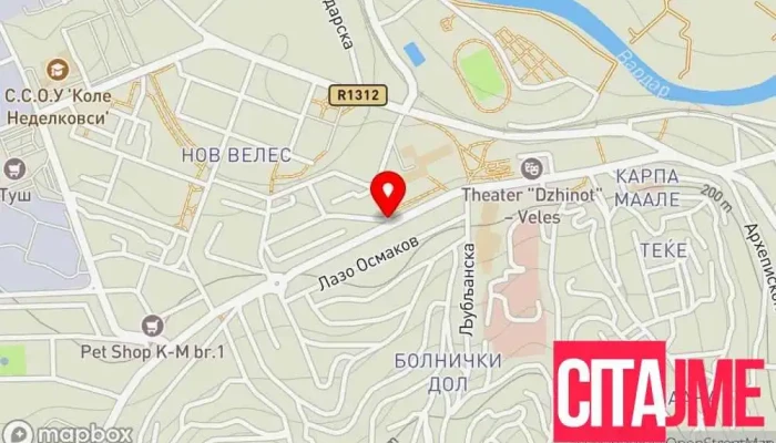 мапа на Велес  во Велес